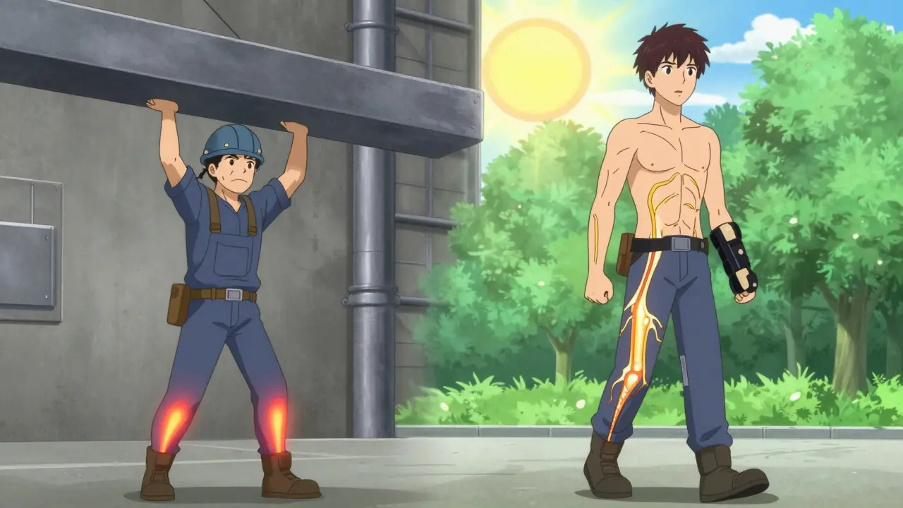 Two panels showing recovery from nerve pain: from injury to confident walking.